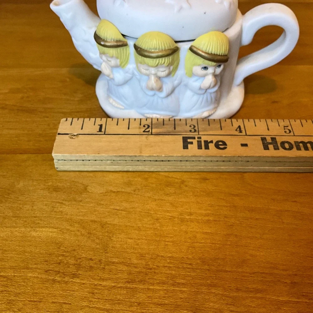 Houston Harvest Hallmark 3‎ Angels Star Ceramic Teapotl Trinket Dish Christmas